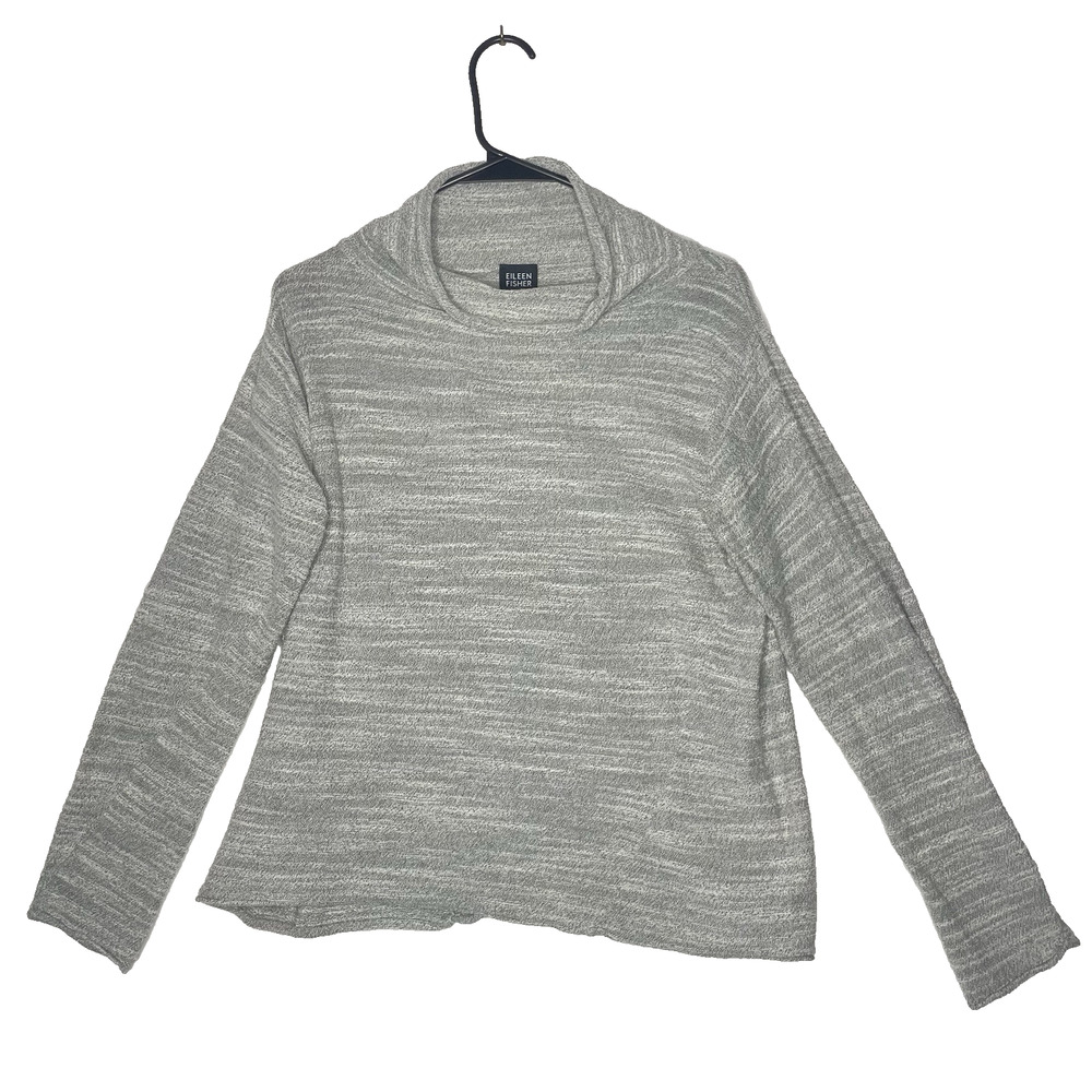 Eileen‎ Fisher Gray Knit Sweater Top L Minimalist Capsule Wardrobe Neutral